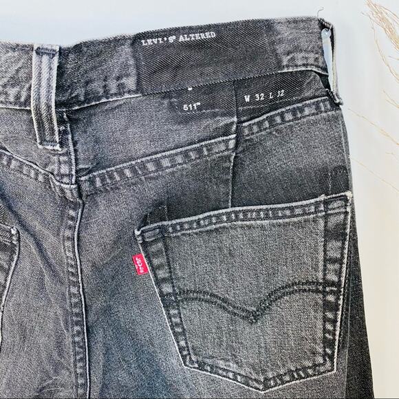 MENS LEVIS ALTERED 511 32 x 32 Slim Straight Dark Grey Washed Black Denim Jeans - Picture 9 of 12